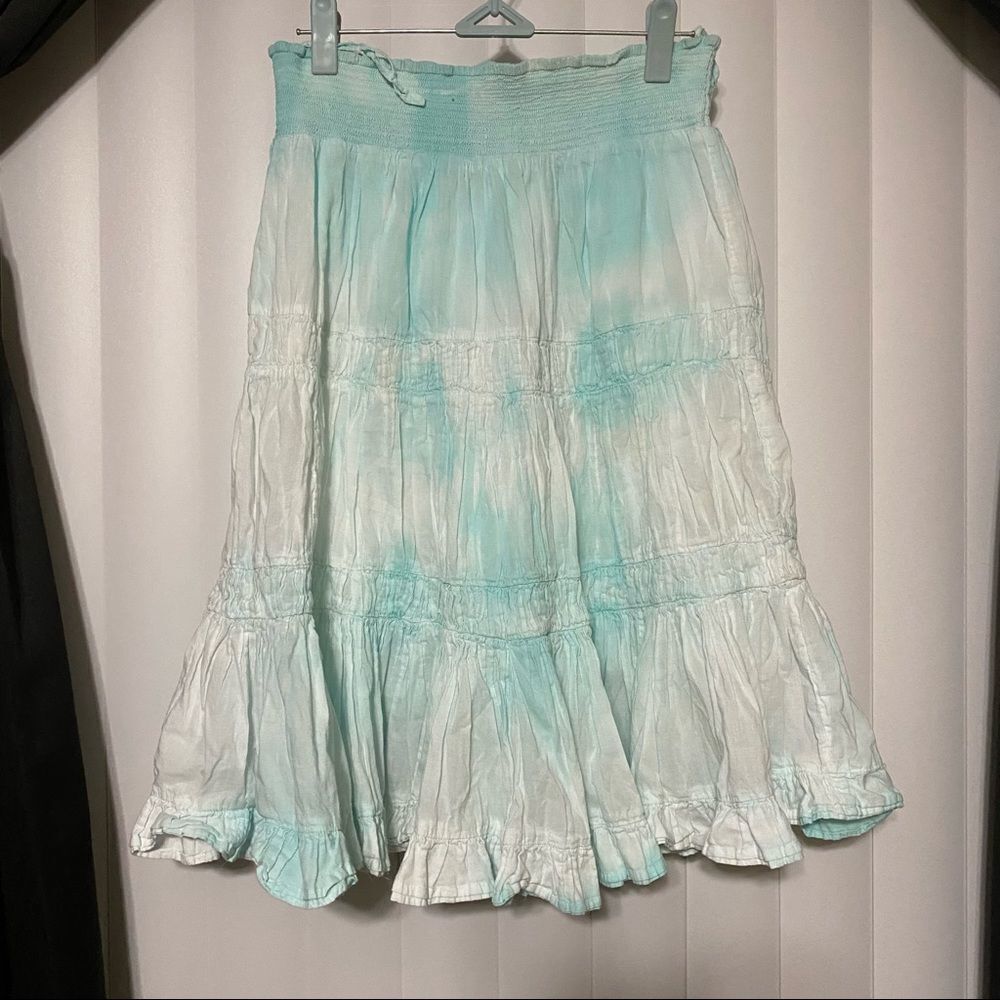 Context exclusively at Lord & Taylor layered aqua/white skirt. 100% cotton